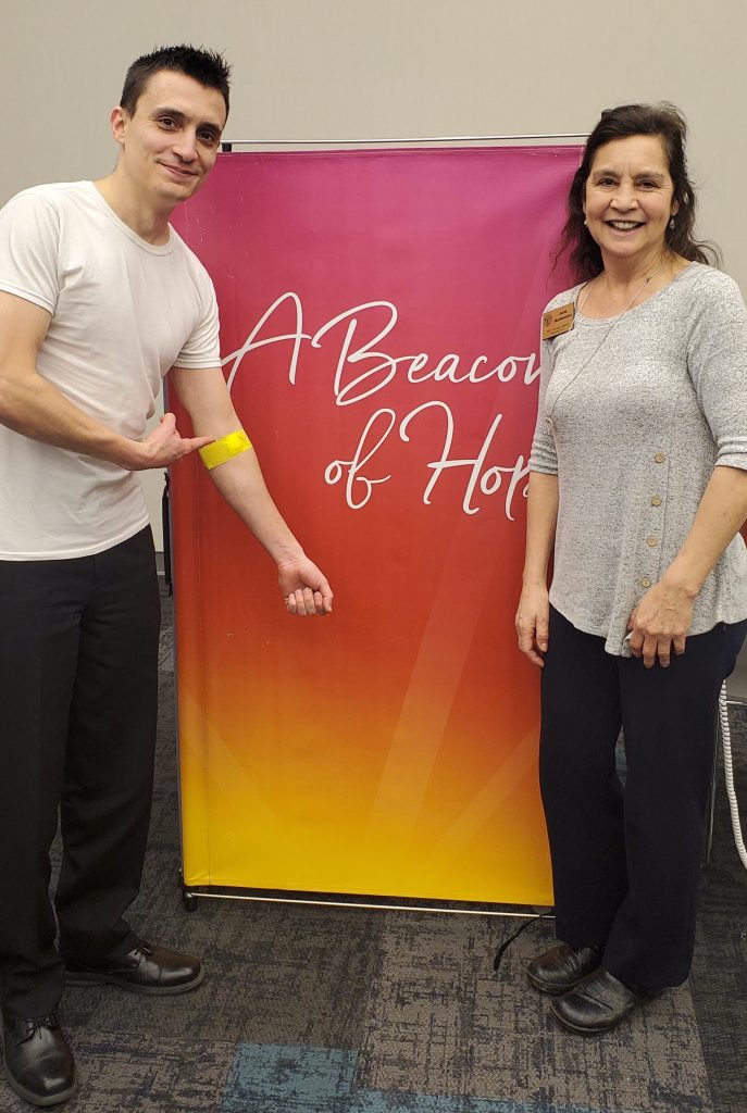 Julie at a community blood drive